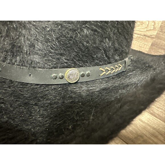 New York Genuine Fur Felt Cowboy Hat Western Made In USA Black No Size 56cm HTF - Picture 9 of 11